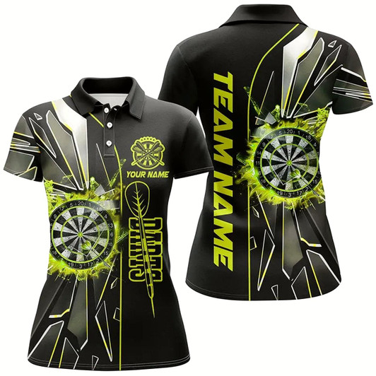 Goofygear Personalized Yellow Break Glass 3D Darts Shirts For Women Custom Dart League Shirts Best Darts Jersey