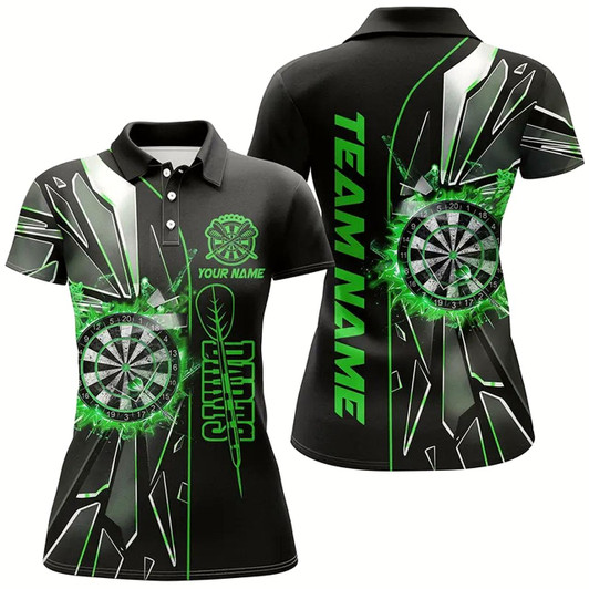 Goofygear Personalized Green Break Glass 3D Darts Shirts For Women Custom Dart League Shirts Best Darts Jersey