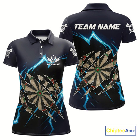 Goofygear Personalized Thunder Lightning Dark Navy Darts Shirt For Women Custom Funny Darts Team Jerseys