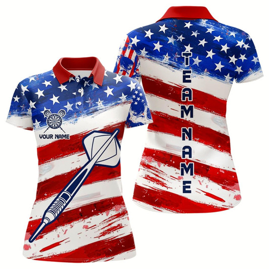 Goofygear American Flag Custom Patriotic Dart Shirts For Women, Dart Team Jerseys