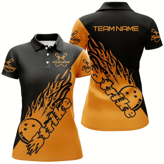 Goofygear Custom Bowling Shirts For Women, Bowling Team Shirts Bowling Strike Orange