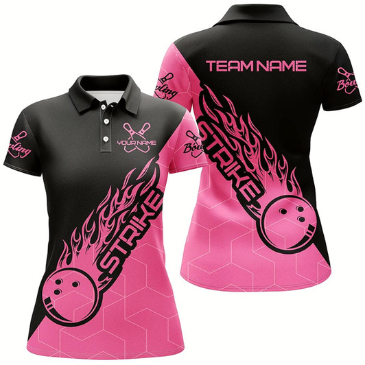 Goofygear Custom Bowling Shirts For Women, Bowling Team Shirts Bowling Strike Pink Style 2