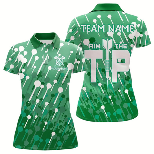 Goofygear Aim The Tip Arrow Pattern Custom Dart Shirts For Women, Funny Dart Team Shirts Dart Jerseys Green