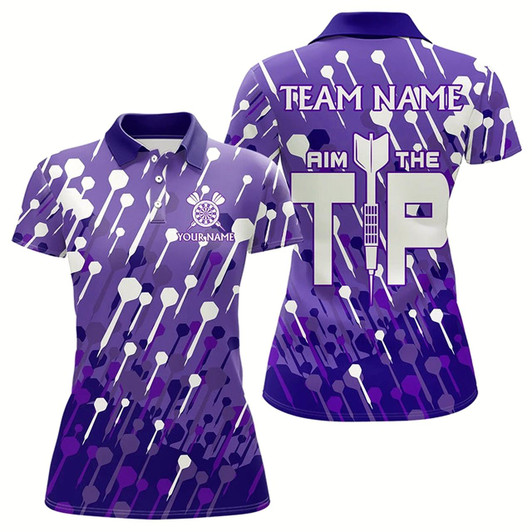 Goofygear Aim The Tip Arrow Pattern Custom Dart Shirts For Women, Funny Dart Team Shirts Dart Jerseys Purple