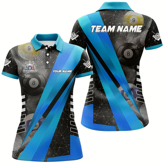 Goofygear Best Custom Billiard Jerseys Uniform For Women, Personalized Tournament Billiard Shirts Blue