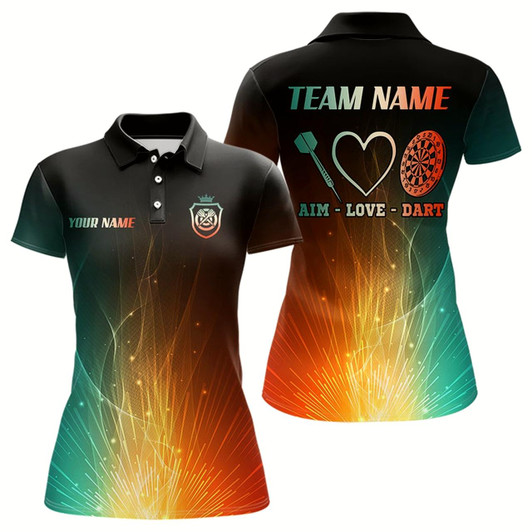 Goofygear Custom Rainbow Aim Love Dart Shirt With Pocket Option For Women, Dart Jersey