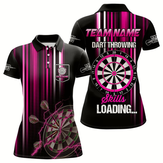 Goofygear Darts Throwing Skills Loading Custom Pink Darts Shirt With Pocket For Women