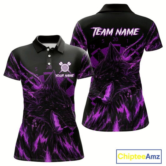 Goofygear Custom Black-Purple Wolf Grunge Dart Jersey For Women Horror Grunge Dart Team Jerseys