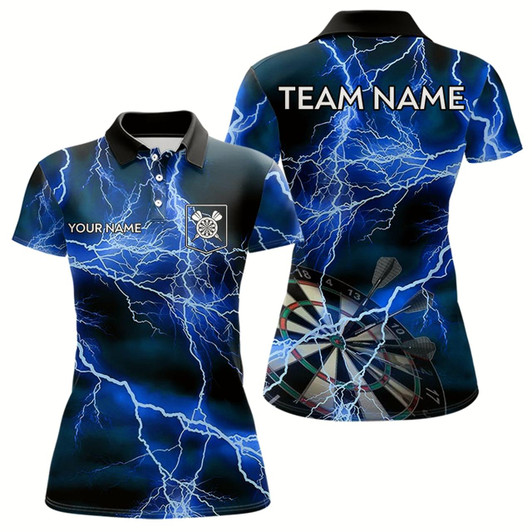 Goofygear Blue Black Thunder Lightning Dart Shirt & Pocket For Women Custom Dart Jersey