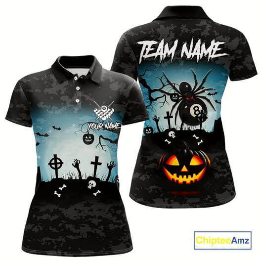 Goofygear Personalized Funny Halloween Billiard Shirt For Women Custom Spider 8 Ball Pool Team Jerseys