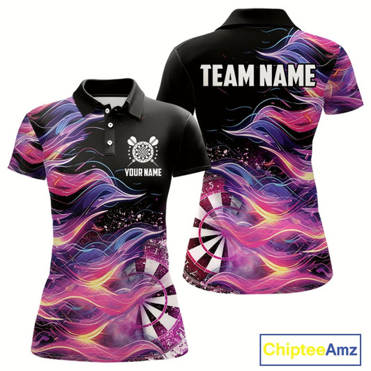 Goofygear Funny Pink Flame Dart Shirt With Pocket Option For Women Custom Darts Jersey
