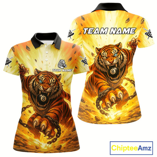 Goofygear Personalized Yellow 8 Ball Pool Tiger Billiard Shirt For Women Custom Billiard Team Jersey Outfit