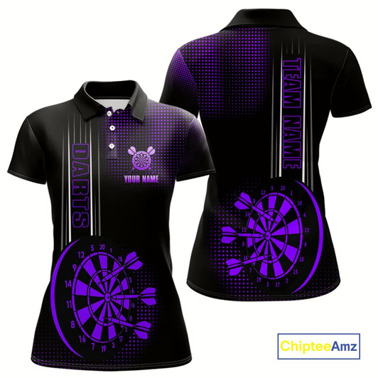Goofygear Personalized Black And Purple Darts Shirt For Women Custom Dart Outfit Team Jerseys