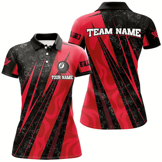 Goofygear Personalized Red Billiard Tournament Sport Shirts For Women, Best Billiard Team Jerseys Uniform