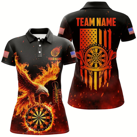 Goofygear Dartboard Eagle Fire Flame Custom 3D Printed Darts Shirts For Women, Us Flag Darts League Team Jersey
