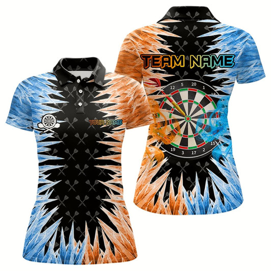 Goofygear Blue And Orange Icy Women Dart Shirt With Pocket Option Custom Dart Jersey