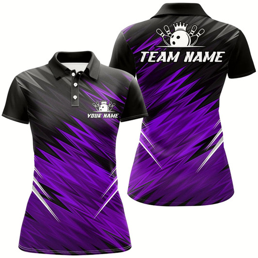 Goofygear Purple And Black Bowling Shirts For Women Custom Name And Team Name Bowling Jerseys Bowlers Outfit