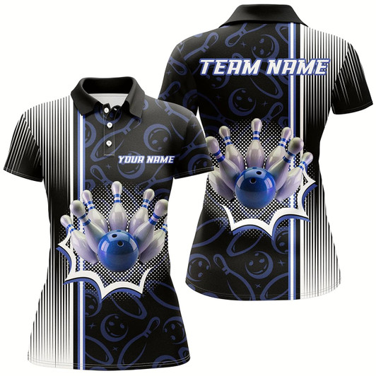 Goofygear Blue Bowling Camo Custom Bowling Shirts For Women Bowling League Jerseys Bowler Outfit