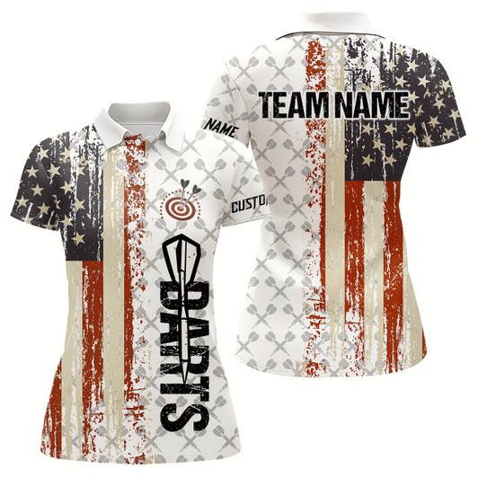 Goofygear Grunge Retro Us Flag Custom Darts Shirt For Women, Darts Jersey Pocket Option