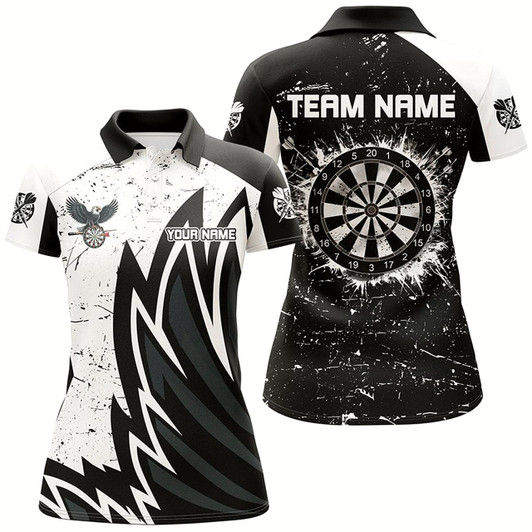 Goofygear Custom Grunge Black White Dartboard Women Darts Shirts Custom Unique Darts Team Jerseys