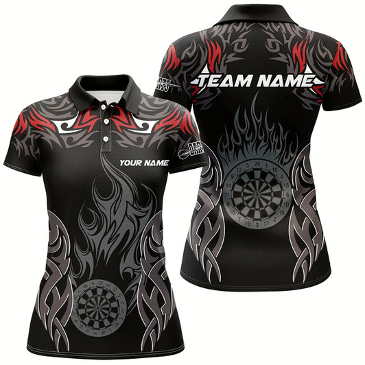 Goofygear Personalized Darts Tournament Jerseys For Women Custom Dartboard Fire Flame Darts Team Shirts Red