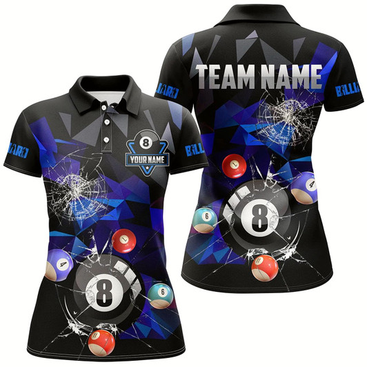Goofygear Personalized Billiard Balls Break Glass Pool Jersey For Women, Abstract Billiard Team Shirts Purple