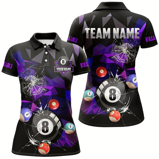 Goofygear Personalized Billiard Balls Break Glass Pool Jersey For Women, Abstract Billiard Team Shirts Blue