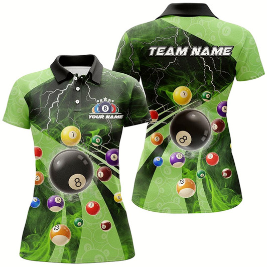 Goofygear 3D Billiard Balls Pool Shirts For Women Customized Lightning Billiard Jerseys Shorts Sleeve Green