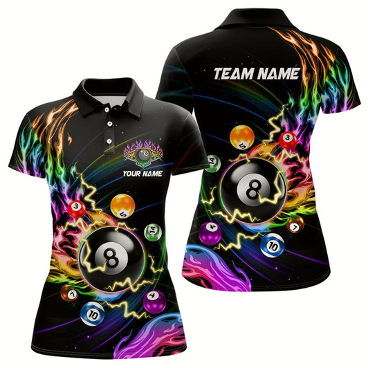 Goofygear Personalized 3D Billiard Balls Colorful Fire Pool Shirts For Women Custom Lightning Billiard Jerseys
