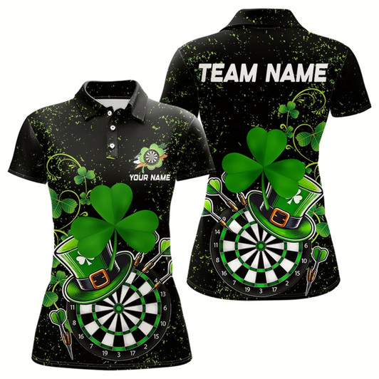 Goofygear Luckiest Shamrock Grunge Dart Shirts For Women Custom Patrick Day Dart Jersey
