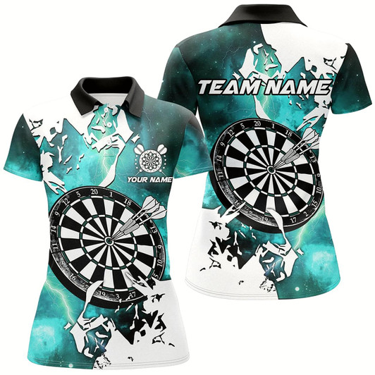Goofygear Lightning Grunge Dartboard Custom 3D Printed Darts Shirts For Women, Darts Team Jerseys Turquoise