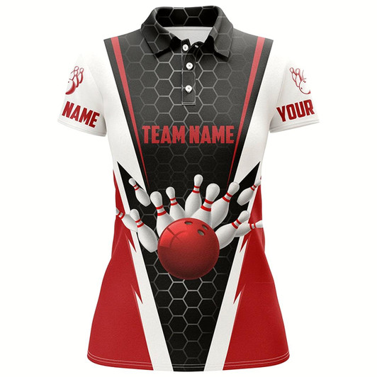 Goofygear Bowling Shirts For Women Custom Team Name Strike Bowling Ball And Pins, Team Bowling Shirts Style 1