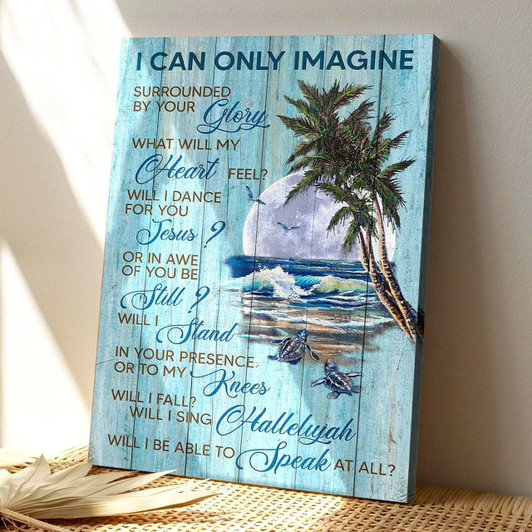 Turtles Under The Moonlight I Can Only Imagine Canvas Wall Art Featuring Bible Verse And Scripture For Ocean Inspired