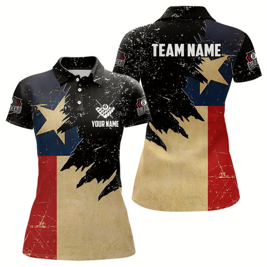 Goofygear Personalized Retro Texas Flag Billiard Shirts For Women Custom Patriotic Billiard Jerseys Uniform