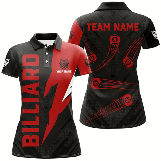 Goofygear Personalized Billiard Tournament Jerseys For Women, Best 8 Ball Pool Billiard Shirts For Team Red