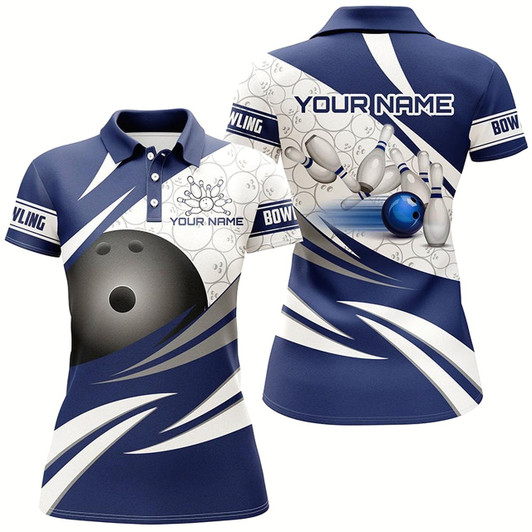 Goofygear Blue And White Camo Bowling Shirt For Women Custom Bowling Team League Jerseys Bowlers Outfit
