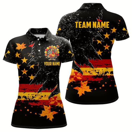 Goofygear Personalized Retro Autumn American Flag Women Dart Jerseys Custom Patriotic Thanksgiving Dart Shirts
