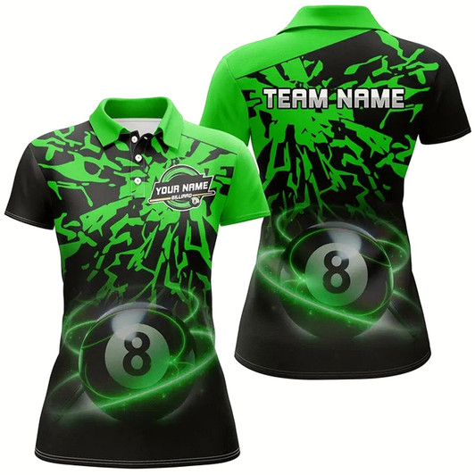 Goofygear Personalized Green Billiard Ball 8 Thunder Pool Shirts For Women Custom Billiard Jersey Short Sleeve