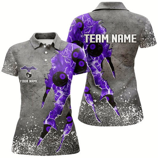 Goofygear Custom Ball 8 Thunder Lighting Grunge Billiard Shirts For Women Best Billiard Team Jersey Purple
