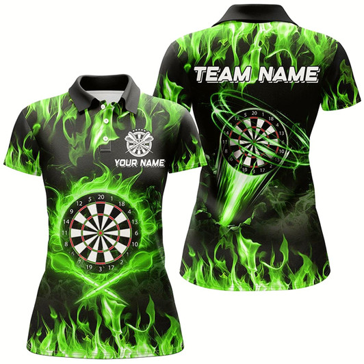 Goofygear Green 3D Printed Fire Flame Darts Shirts For Women Custom Lightning Darts League Team Jerseys