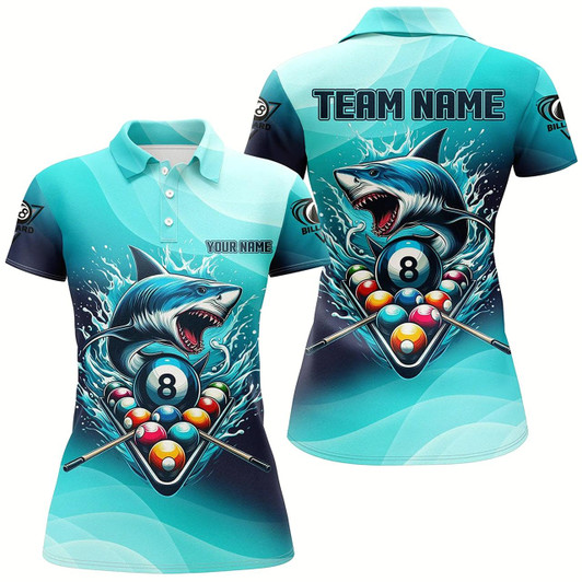 Goofygear Personalized Blue Pool Ball Shark Billiard Shirts For Women Custom Team League Billiard Jerseys
