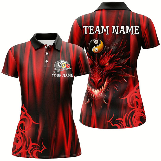 Goofygear Personalized Dragon 3D Printed Billiard Shirts For Women Custom Team League Billiard Jerseys Red