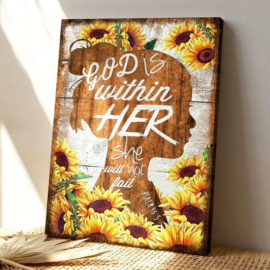 God Is Within Her She Will Not Fail Canvas Wall Art Featuring Scripture And Bible Verse For Empowering Christian Decor