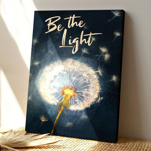 Dandelion Glowing In Darkness Be The Light Canvas Wall Art With Bible Verse And Scripture For Christian Hope Decor