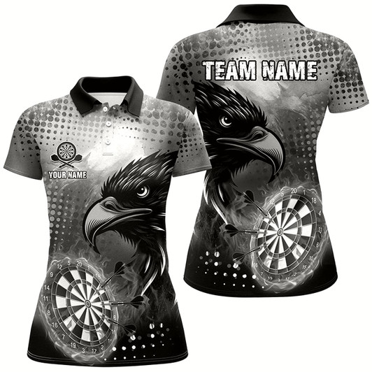Goofygear Personalized Grey Dartboard Fire Custom Eagle Darts Shirts For Women, Cool Darts Team Jerseys