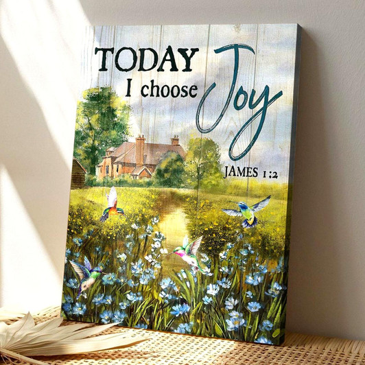 Today I Choose Joy Tranquil Scenery Canvas Wall Art Featuring Bible Verse And Scripture For Relaxing Faith Decor