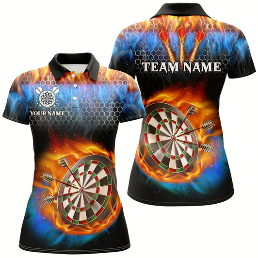 Goofygear Custom Darts Board Water And Fire Women Dart Shirts With Pocket Darts Jerseys