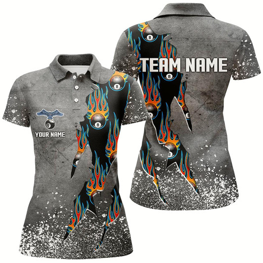Goofygear Custom Ball 8 Grey Grunge Billiard Shirts For Women Best Custom Team Name Billiard Jerseys Blue
