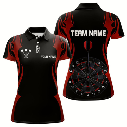 Goofygear Custom Women'S Darts Shirt With Red And Darkness Dartboards, Darts Team Jersey