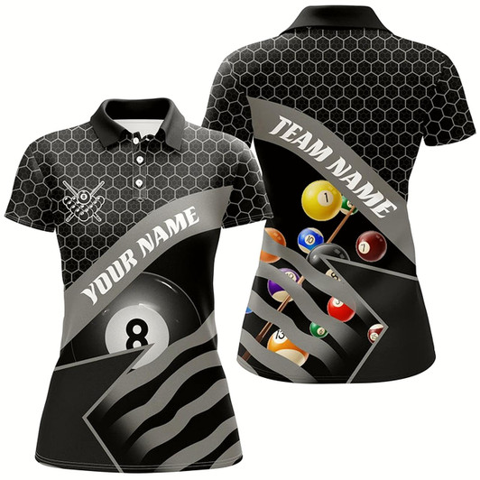 Goofygear Black Billiard Jerseys For Women Custom Name 3D Printed 8 Ball Pool Team League Billiard Shirts